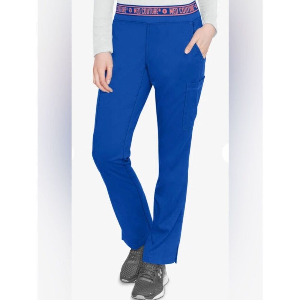 MED COUTURE LP Royal Blue Touch Women's STRETCH Cargo Yoga Scrub Pants